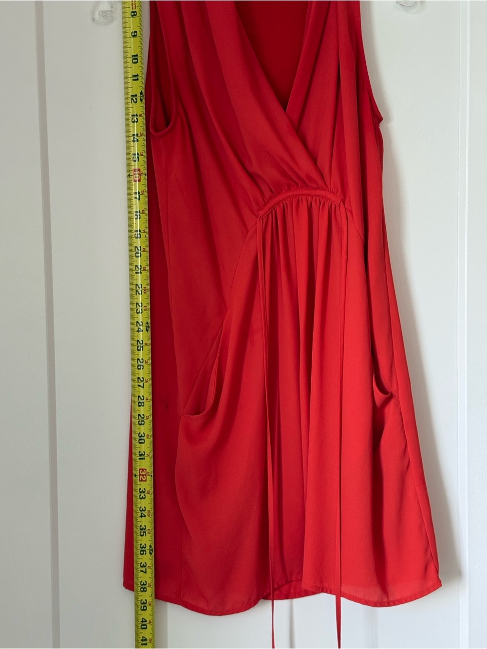 Bar III Red Sleeveless Wrap Tie Waist Mini Dress XS Bright Red Career Cocktail - Picture 5 of 10
